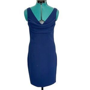 Trina Turk Sultry Dress Navy Blue Cowl Neck Sleeveless Sheath 2004304CL1 Size 2